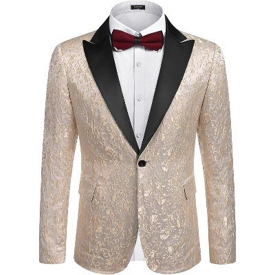 COOFANDY Mens Floral Tuxedo One Button Luxury Shiny Blazer Dinner Party Prom Wedding Suit Jacket Gold S | Target