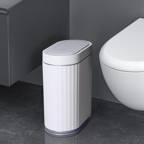 ELPHECO Bathroom Motion Sensor Trash can 2 Gallon Automatic Garbage Can, 9 L Slim Plastic Smart Trash Can with Lid, Commercial Intelligent Trash Bin for Bedroom, Bathroom, Kitchen, Office, Grey | Amazon (US)