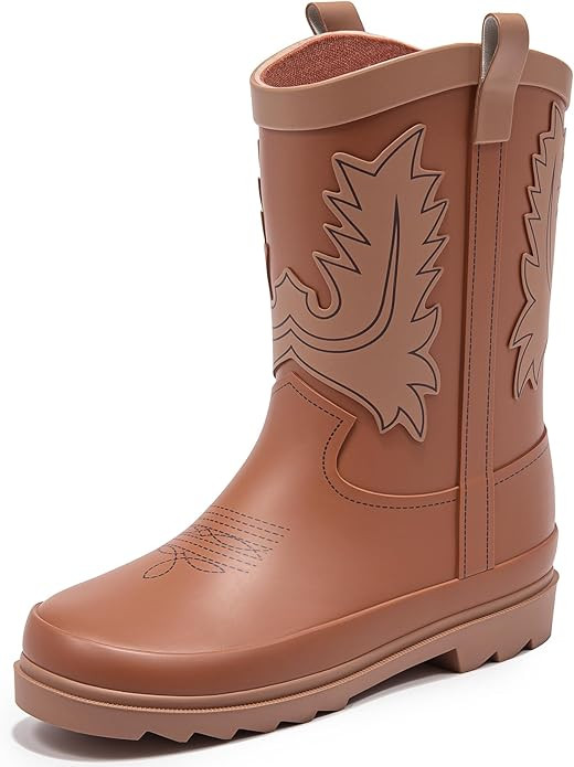 Cowboy Kids Rain Boots, Mid-Calf Non-Slip Waterproof Rubber Boots for Boys and Girls, Easy On/Off... | Amazon (US)