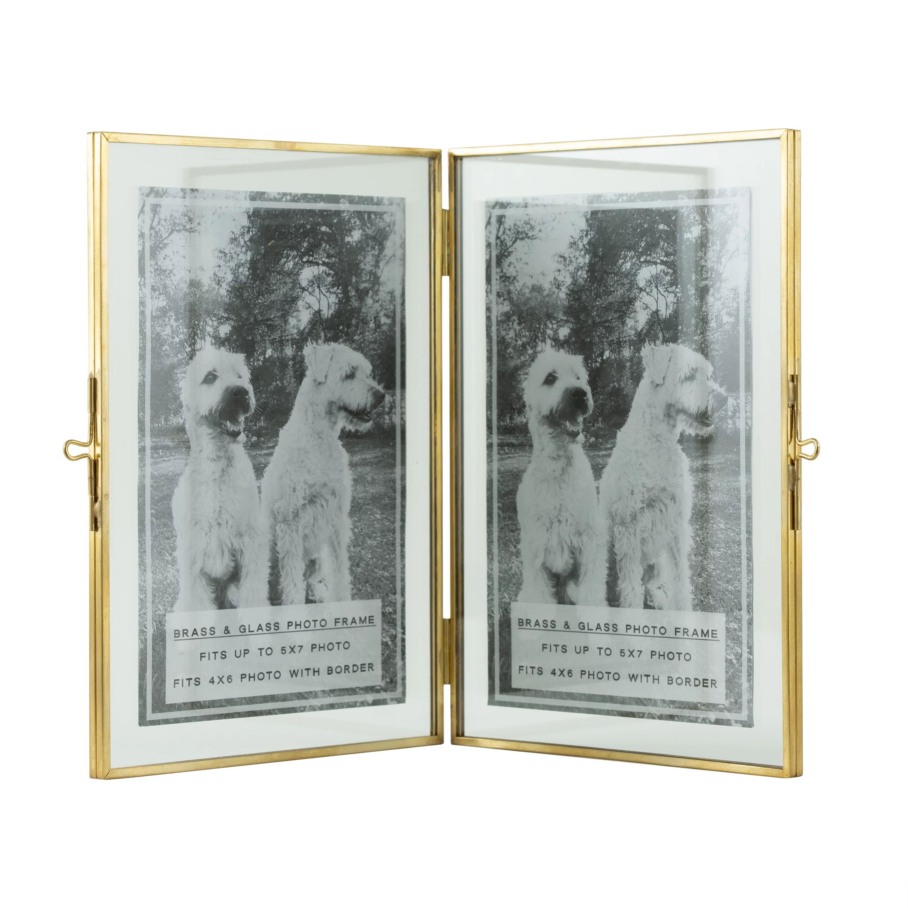 7" Gold Metal Floating Hinged 5"x7" Double Sided Table Top Picture Frame | Walmart (US)