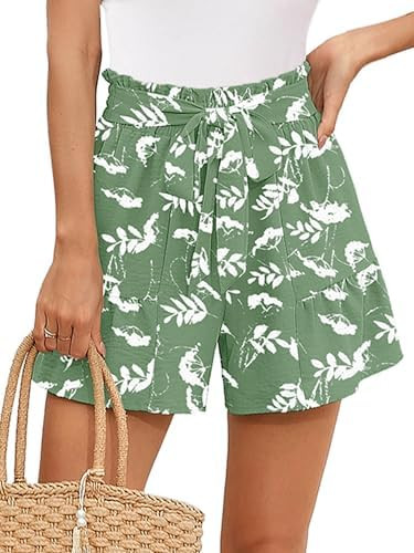 Heymoments Womens Casual High Waisted Wide Leg Shorts Drawstring Cute Casual Summer Beach Shorts ... | Amazon (US)
