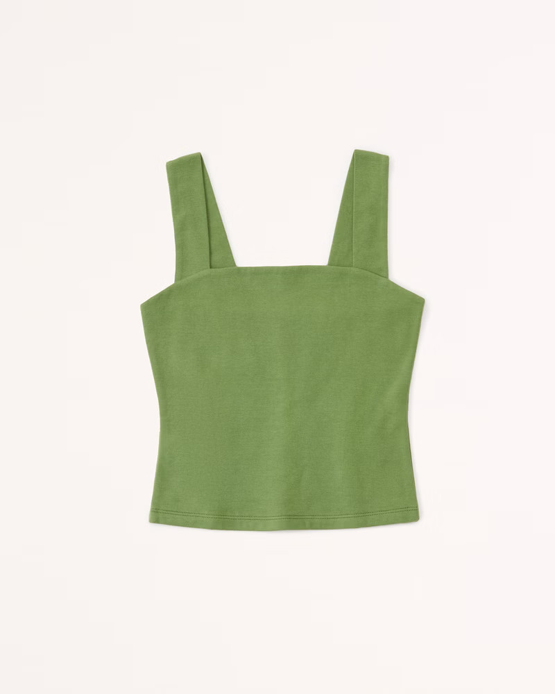Women's Cotton Seamless Fabric Squareneck Tank | Women's New Arrivals | Abercrombie.com | Abercrombie & Fitch (US)