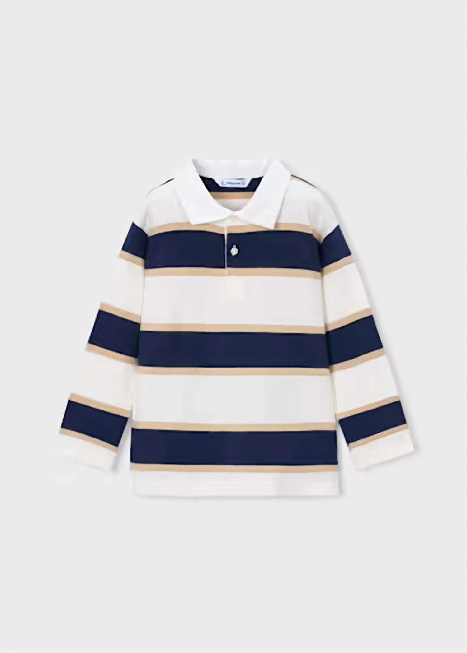 Boy's Striped Rugby Polo Shirt In Navy Blue | Shop Simon