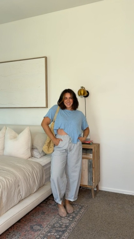 Casual summer outfit, Amazon barrel striped pants. So incredibly cute & comfy!

#LTKMidsize #LTKSeasonal #LTKootd