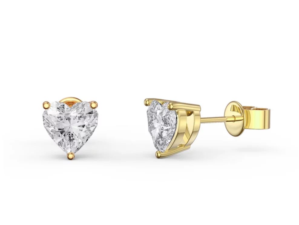 14k Yellow Gold Plated Over Sterling Silver 4 Carat Heart Created White Sapphire Stud Earrings | Walmart (US)