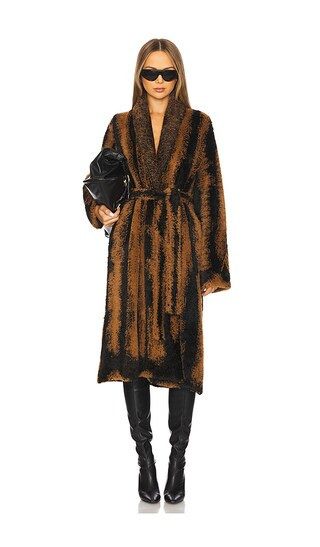 THE ATTICO Long Coat in Brown Shades - Brown. Size 36 | Revolve Clothing (Global)