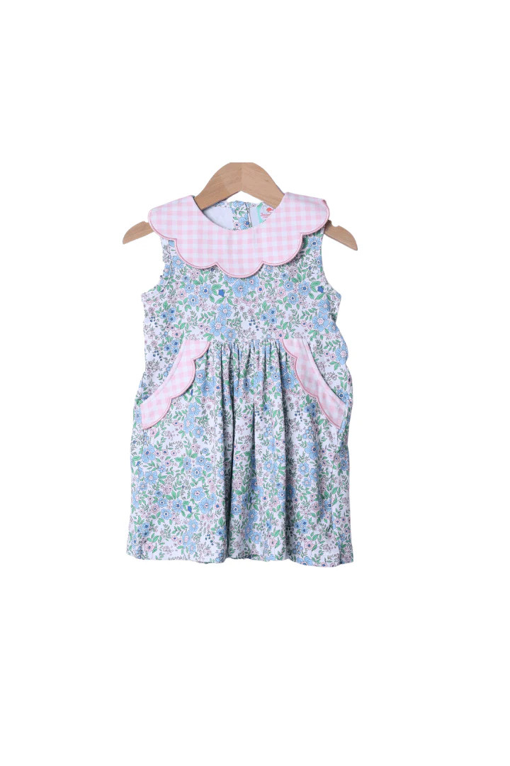Pretty in Pink Floral Scalloped Knit Dress | The Smocked Flamingo