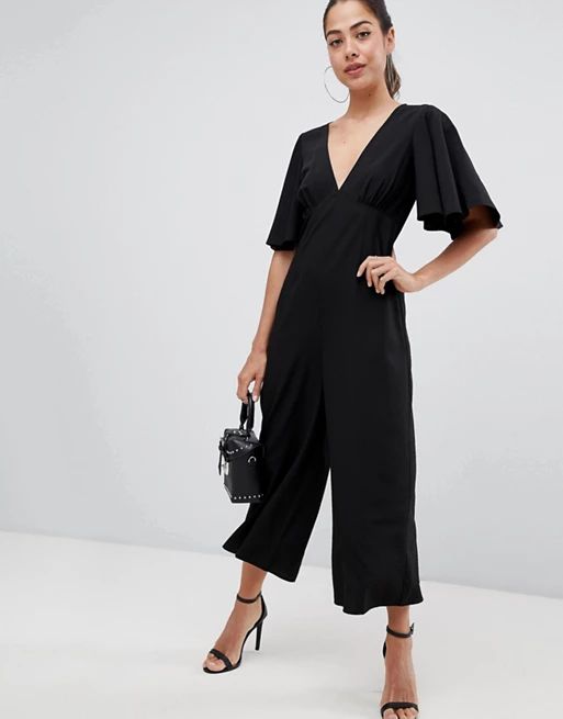 ASOS DESIGN tea jumpsuit with empire seam and flutter sleeve | ASOS US
