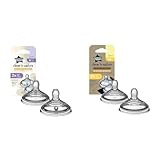 Tommee Tippee Closer to Nature Bottle Nipples, Slow Flow - 2 Count & Advanced Anti-Colic Baby Bottle Nipples, Breast-Like, Soft Silicone, Medium Flow, 3m+, 2 Count | Amazon (US)