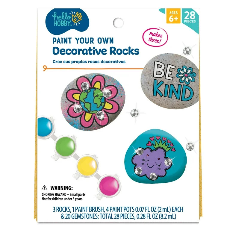 Hello Hobby Paint Your Own Decorative Rocks, Child Craft Kit | Walmart (US)
