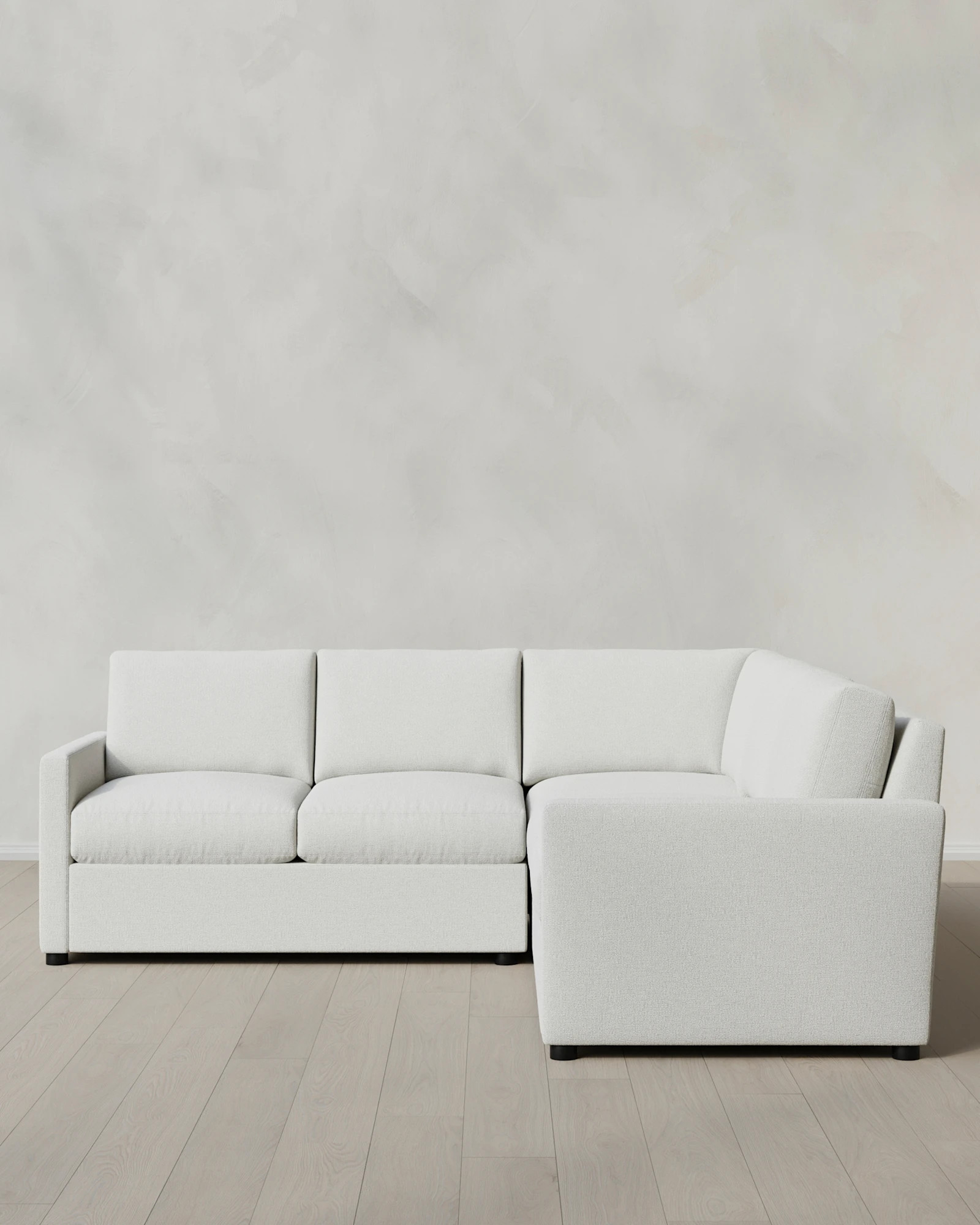 Quince | Brennan Performance Basketweave L Sectional in Snow, Polyester | Quince
