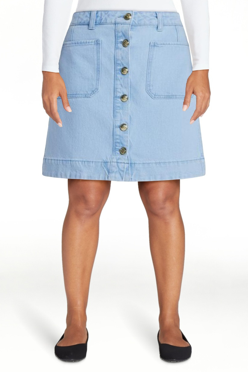 Free Assembly Women's Button Front Denim Mini Skirt, Sizes 0-20 | Walmart (US)