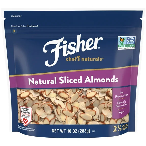 Fisher Chef's Naturals Gluten Free, No Preservatives, Non-GMO Sliced Almonds, 10 oz Bag | Walmart (US)