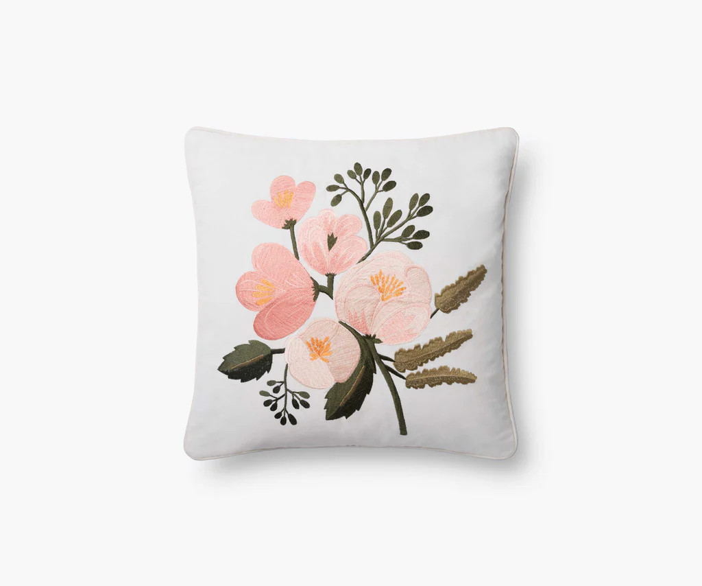 Botanical Embroidered Pillow - Rose | Rifle Paper Co.