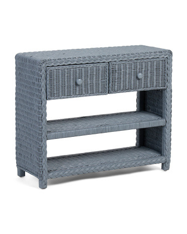 27in Two Drawer Rattan Wicker Nightstand | TJ Maxx