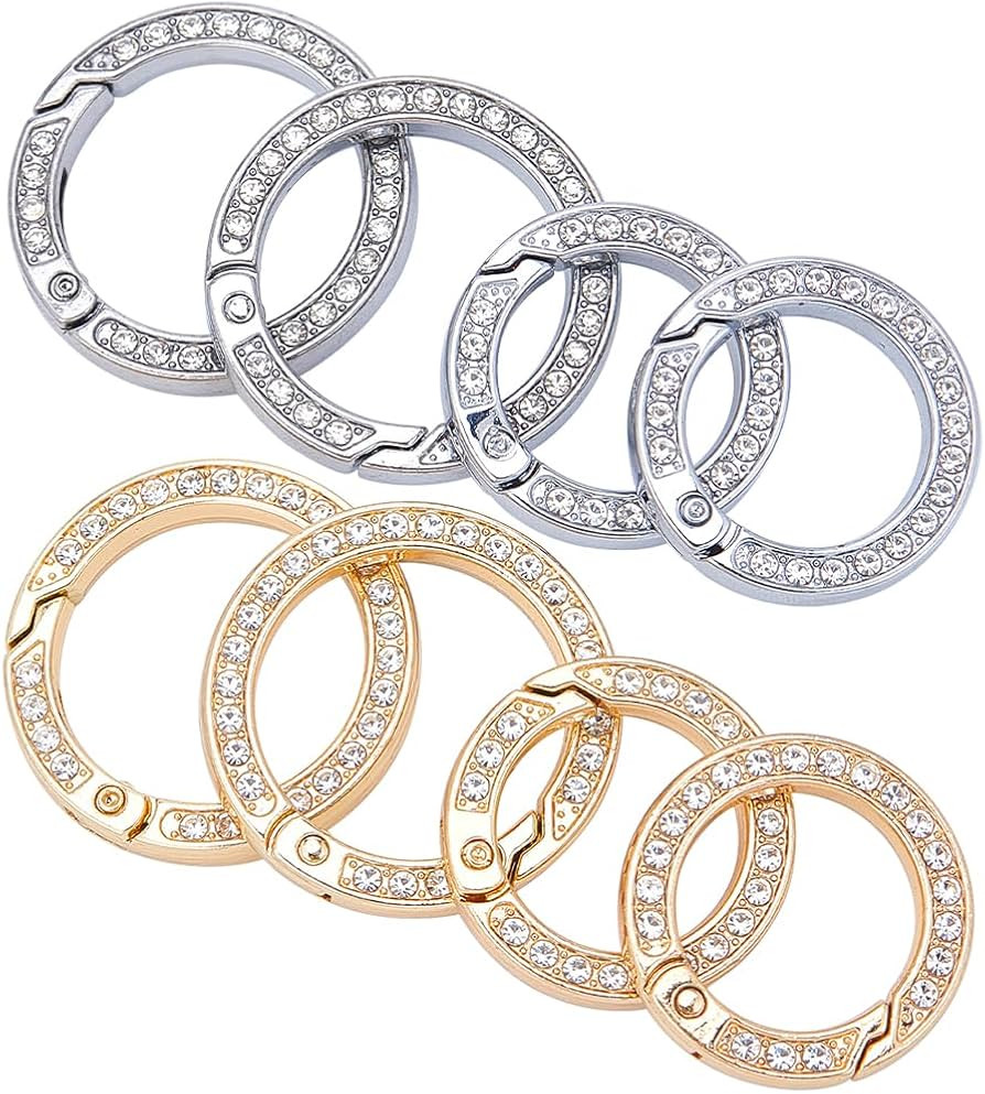 GORGECRAFT 8Pcs 4 Styles 2 Sizes Rhinestone O Ring Round Carabiner Snap Clip Buckle Platinum & Li... | Amazon (US)