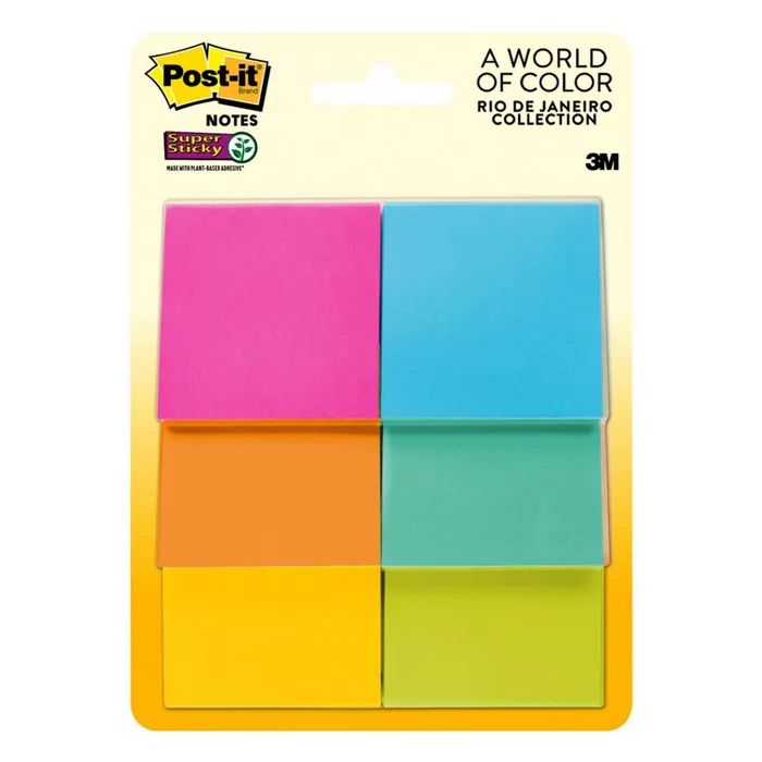Post-it 6pk 2&#34; x 2&#34; Super Sticky Notes 45 Sheets/Pad - Rio de Janeiro Collection | Target