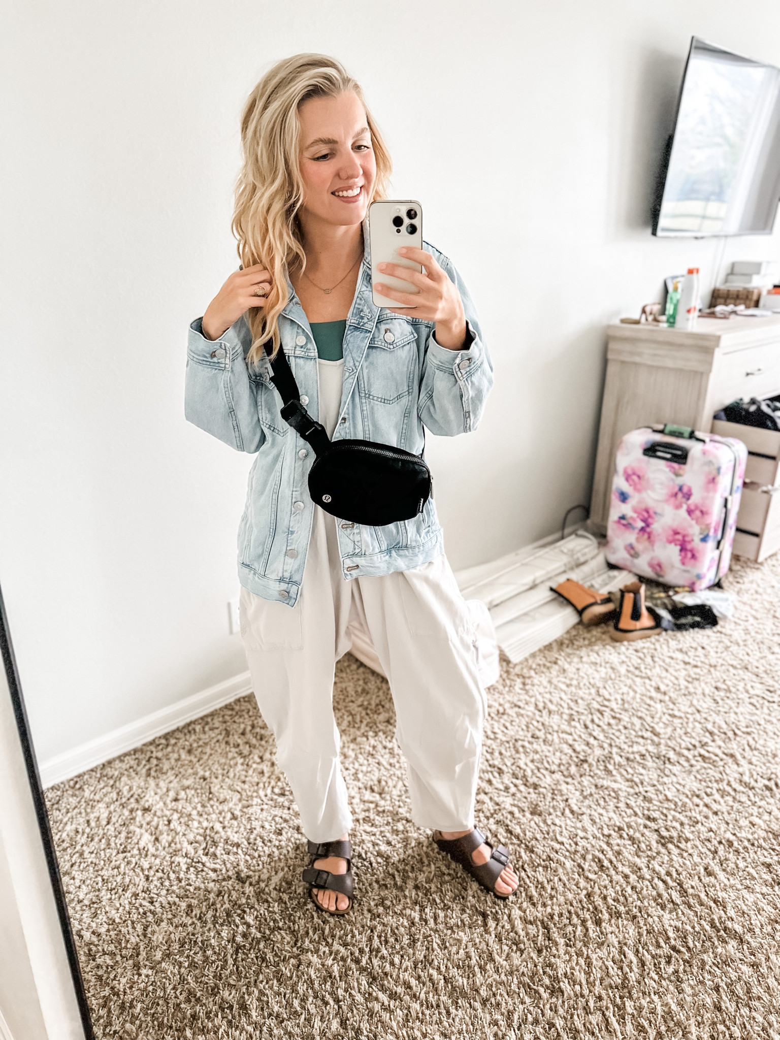 Comfy mom OOTD - this jumpsuit is LIFE! Add a denim jacket for fall - this one is from madewell! 

#LTKstyletip #LTKxMadewell