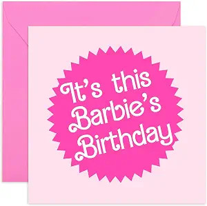 Barbie 'This Barbie's Birthday' Neon Pink Card - Fun Card for Girl, Daughter, Sister, Mum, Friend... | Amazon (US)