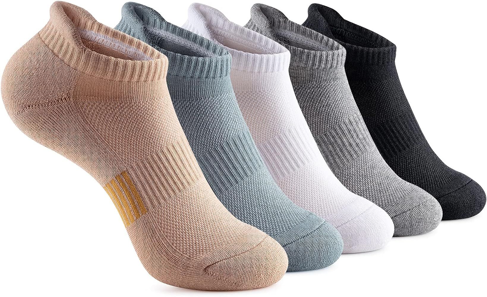 Gonii Ankle Socks Womens Running Athletic No Show Socks Cushioned 5-Pairs | Amazon (US)