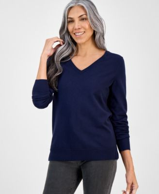 Style & Co Women's V-Neck Long-Sleeve Sweater, Created for Macy's - Scarlet Crush | Macy's