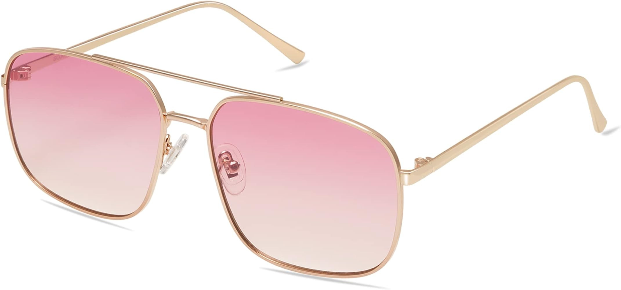 SOJOS Trendy Square Aviator Sunglasses for Women Men, Gold Frame Light Tint Gradient Shades SJ117... | Amazon (US)
