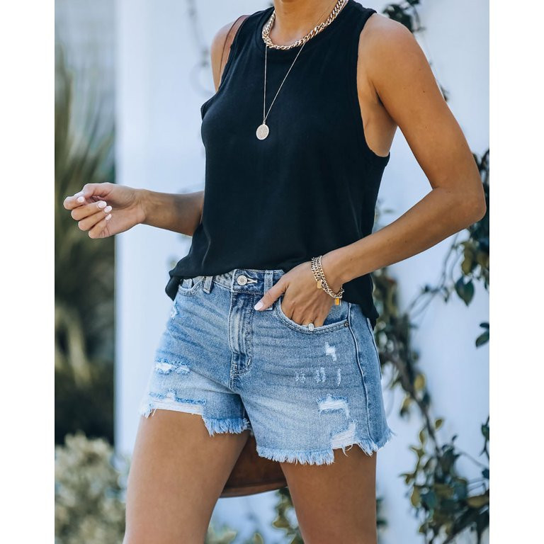 ONLYSHE Casual Shorts for Women Denim High Waist Shorts with Pockets Blue S - Walmart.com | Walmart (US)