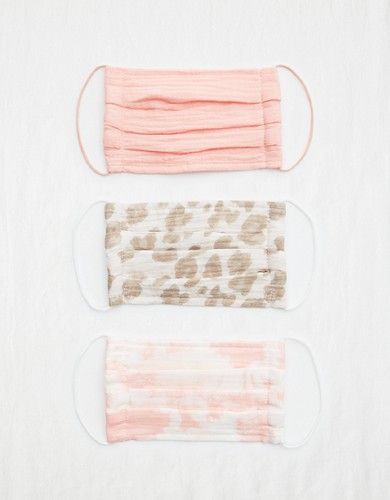 Kitsch Cotton Face Mask 3-Pack - Blush | American Eagle Outfitters (US & CA)