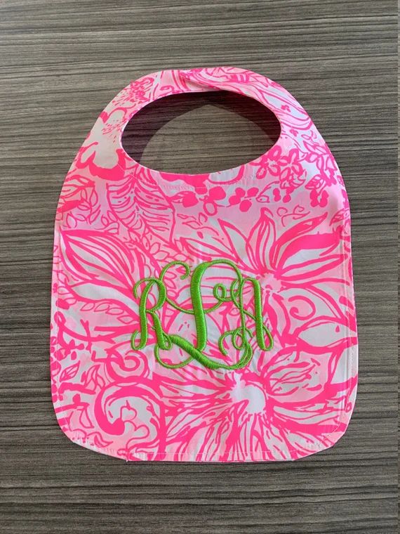 Monogrammed Baby Bib made with genuine Lilly Pulitzer fabric | Etsy (US)
