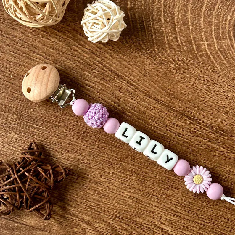 Personalized Pacifier Clip, Custom Dummy Clip, Pacifier Holder, Soother Clip, Binky Clip, Baby Sh... | Etsy (US)