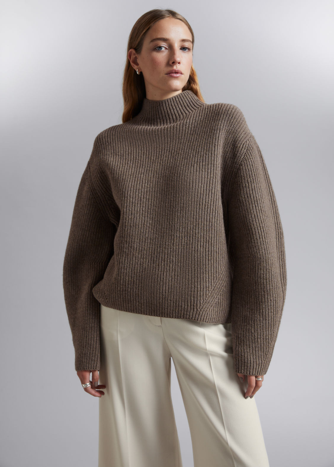 Mock Neck Merino Sweater - Beige | & Other Stories US