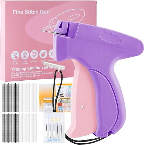 Stitchy Gun for Clothes, Handheld Stitch Gun Quick Clothing Fixer, Tagging Gun Tag Attacher, Quick Stitch Micro Sewing Kit Include 5 Extra Fine Needles and 2000 Mini Fasteners, Purple | Amazon (US)