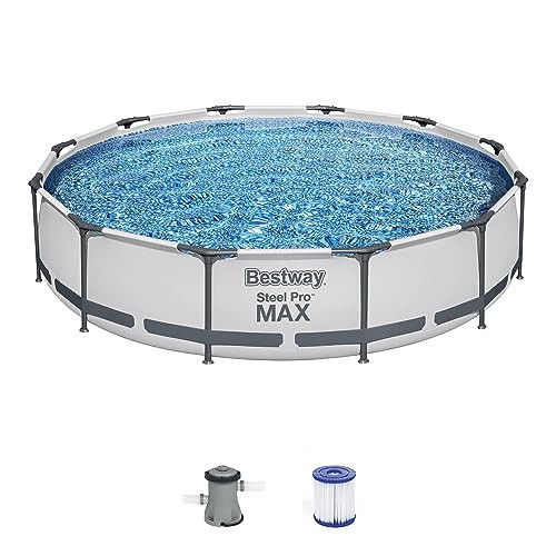 Bestway Steel Pro MAX Above Ground Swimming Pool (12' x 30") | Round Outdoor Backyard Family Pool with Tritech® Puncture-Resistant Liner | Easy Setup | Includes Filter Pump for Clean, Clear Water | Amazon (US)