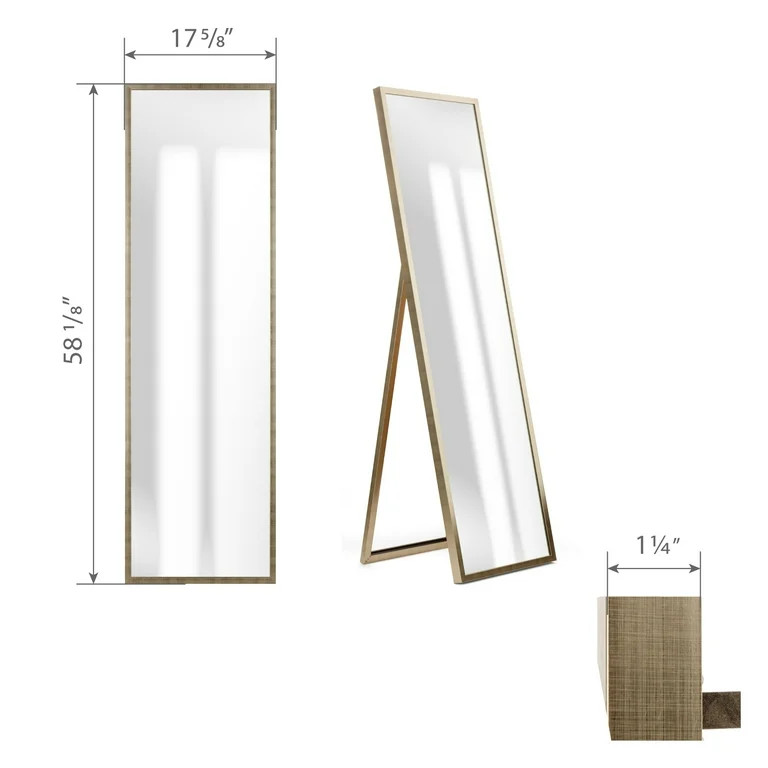 Mainstays Modern 16" x 57" Full Length Floor Mirror with Easel, Champagne | Walmart (US)