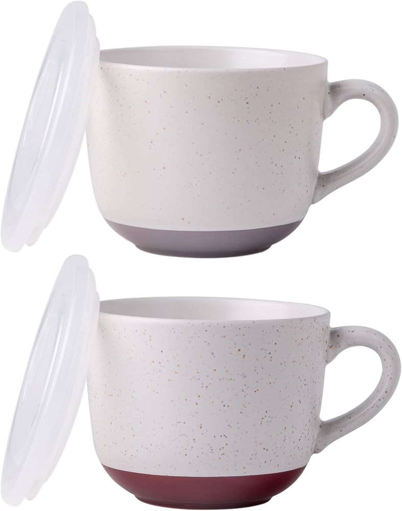 AmorArc Ceramic Soup Mugs with Lid, 24 oz Soup Cups with Hanlde for Coffee, Cereal, Salad, Noodle... | Amazon (US)