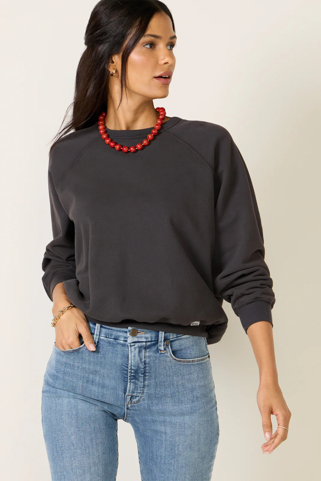 MOTHER Women's The Biggie Concert Top, Size Small, Black | Evereve