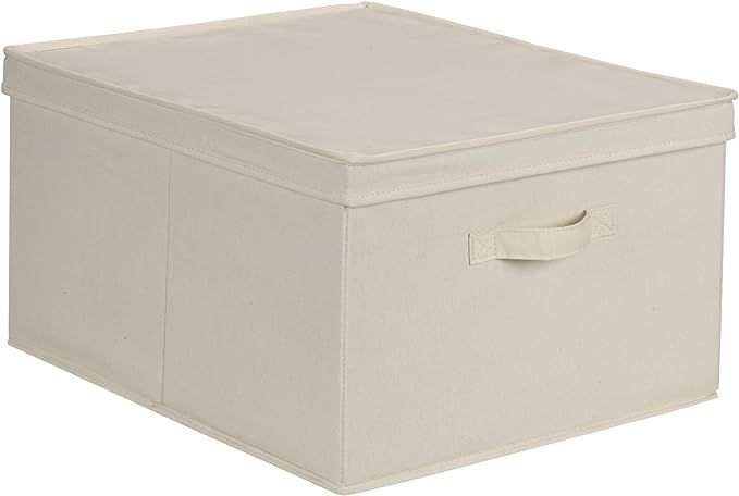 Household Essentials 115 Storage Box with Lid and Handle | Natural Beige Canvas | Jumbo | Amazon (US)