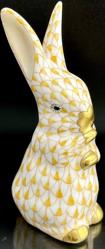 ? MINT HEREND Bunny Rabbit Butterscotch Fishnet Figurine  | eBay | eBay US