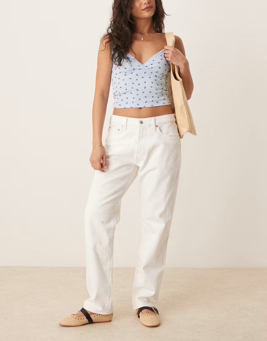 Abercrombie & Fitch straight leg jean in white | ASOS (Global)