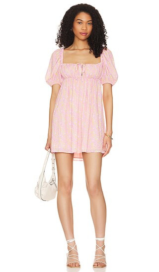 Aria Mini Dress in Pink & Yellow Ditsy | Revolve Clothing (Global)