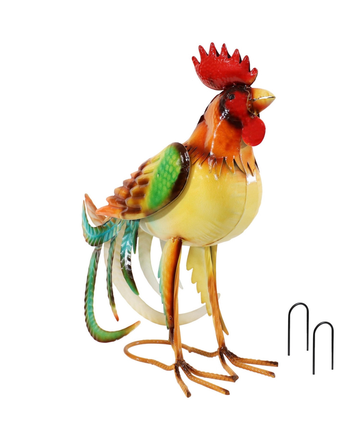 Romeo the Rooster Metal Outdoor Statue - 16" – Red, Orange, Yellow, and Green - Orange | Macy's