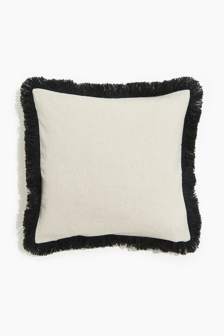 Linen-blend Cushion Cover with Fringe | H&M (US + CA)