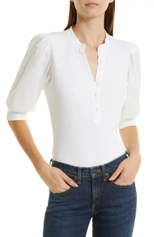 Veronica Beard Coralee Front Button Blouse in White at Nordstrom, Size Small | Nordstrom