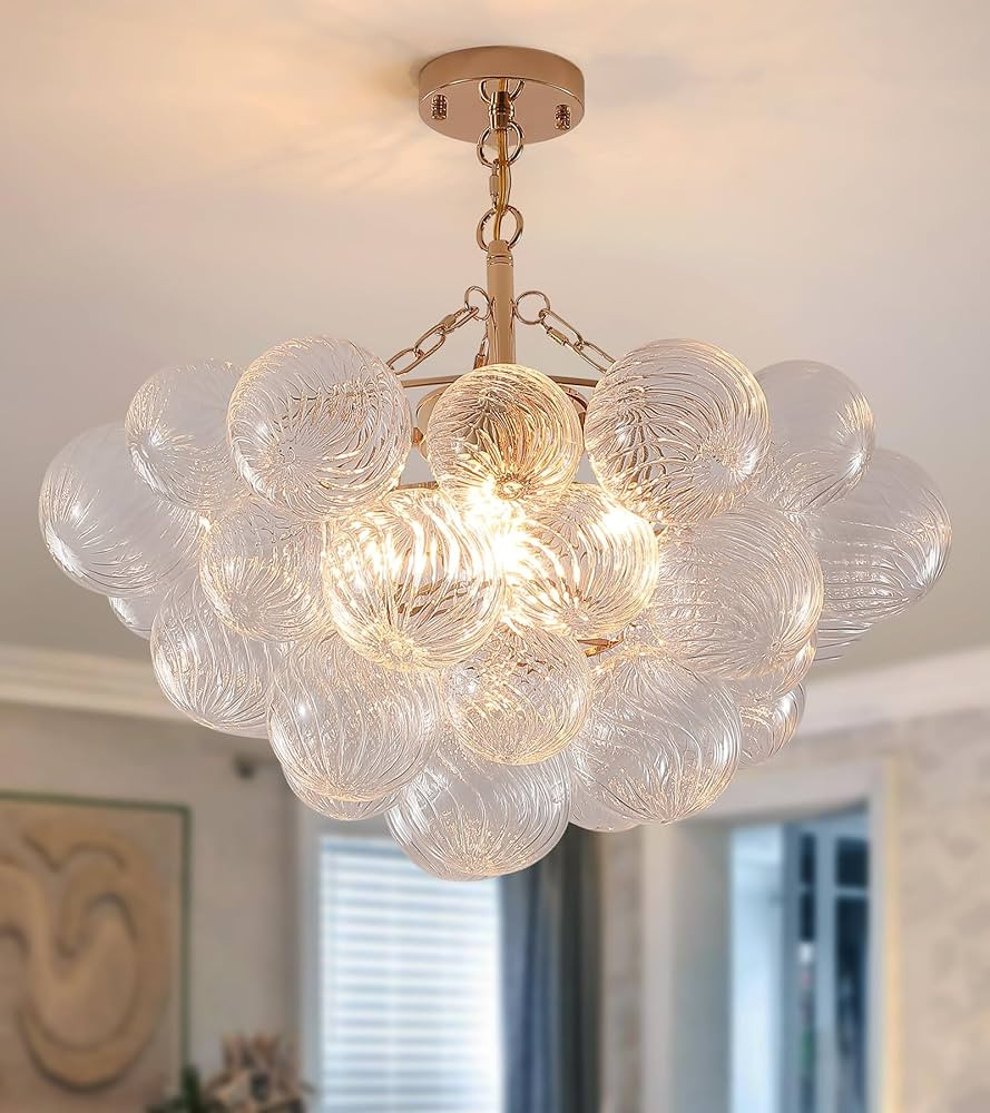 Modern Glass Ceiling Light,5 Light Nordic Bubble Ball Swirled Glass Globe Chandeliers Gold Light ... | Amazon (US)