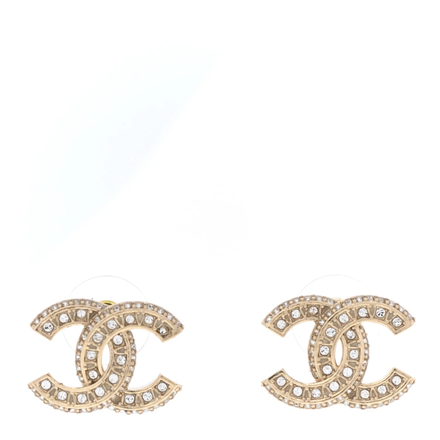 CHANEL Crystal CC Earrings Light Gold | FASHIONPHILE | Fashionphile