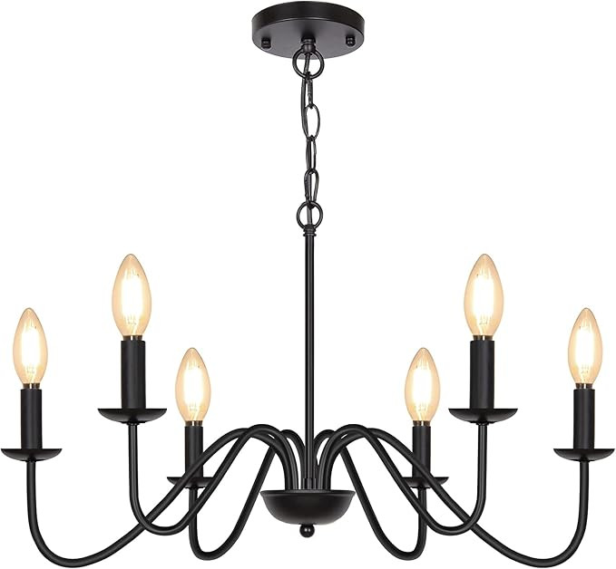 6-Light Black Chandelier, Industrial Iron Chandelier for Dining Room, Adjustable Farmhouse Hangin... | Amazon (US)