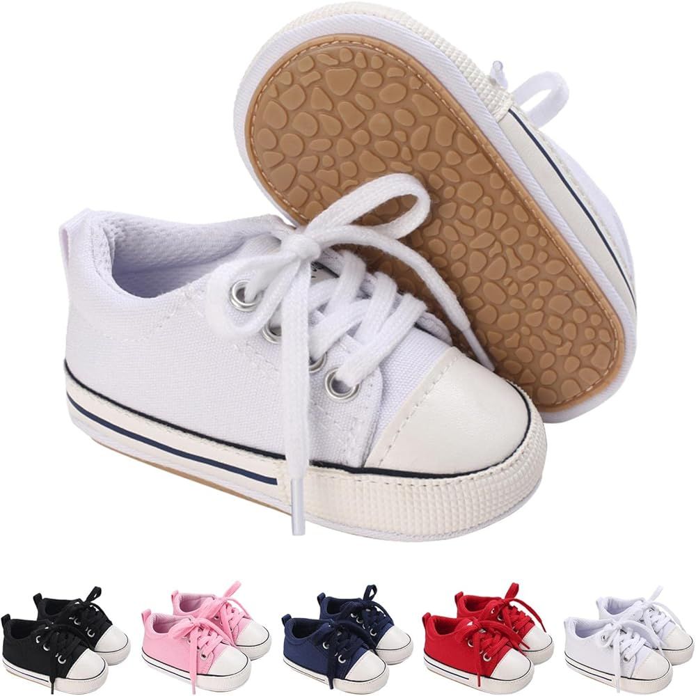 Baby Boys Girls Sneakers Soft Leather Anti-Slip Sole Baby Walking Shoes Infant Toddler Crib Pre-W... | Amazon (US)