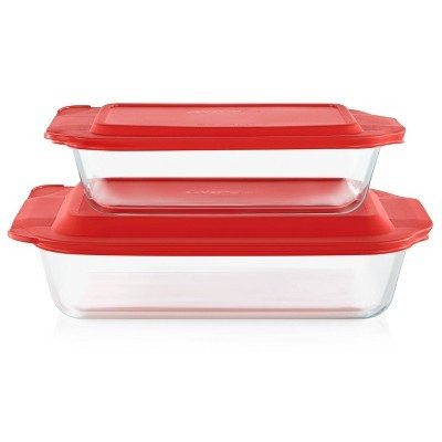 Pyrex Deep 4pc Glass Bakeware Set: Clear Baking Dishes with Lids, Dishwasher & Oven Safe | Target