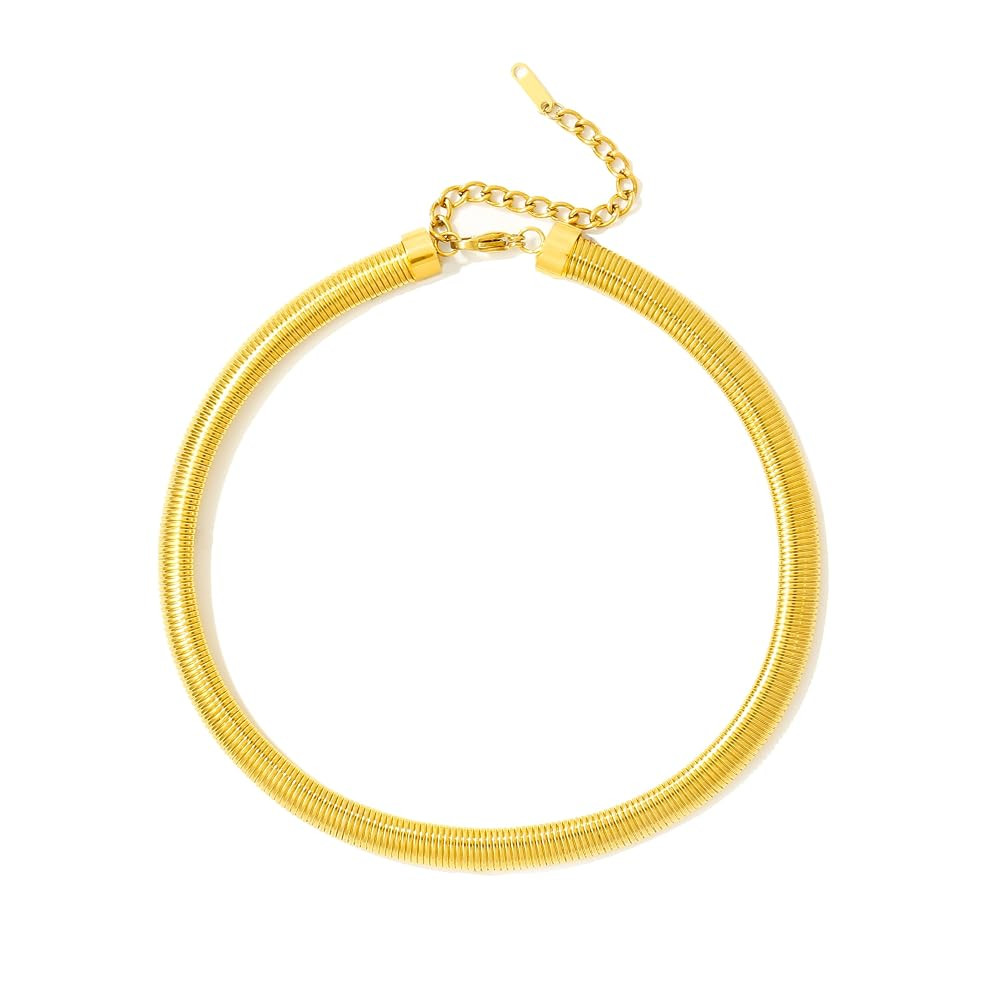 Badu Chunky Gold Stainless Steel Choker Necklace For Women Stretch Snake Shain Non Tarnish Gold T... | Amazon (US)