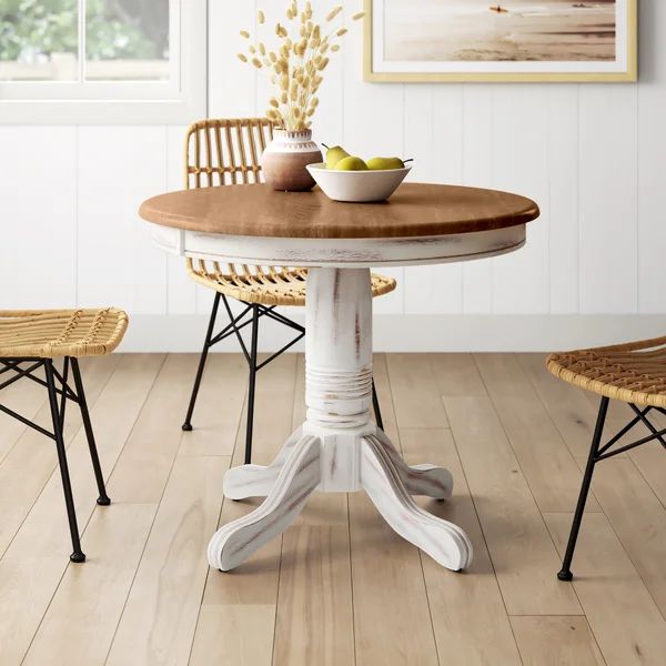 Bonas 36'' Rubberwood Solid Wood Pedestal Dining Table | Wayfair North America